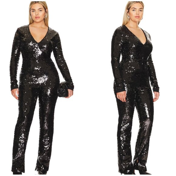Good American Sequin Jumpsuit Size 3 Black | NWT | Style GJ0035 - Picture 1 of 2